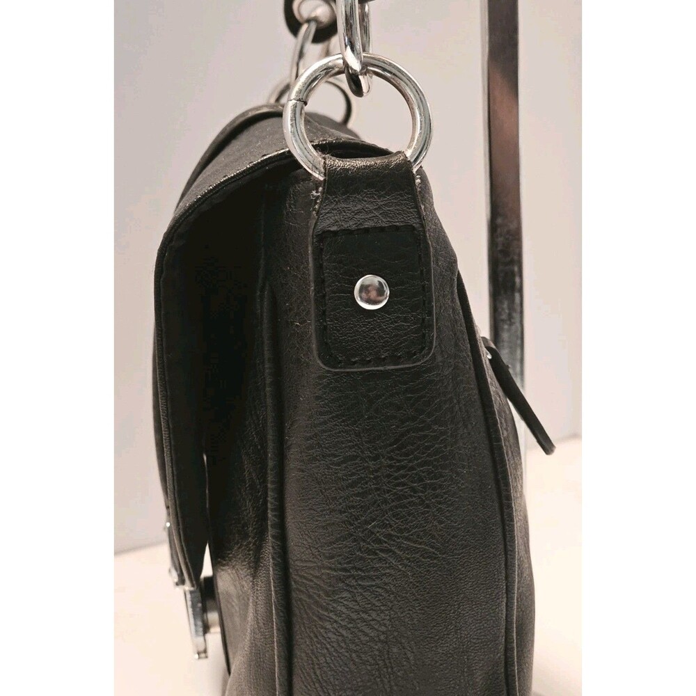 Nicole Miller Black Crossbody Bag Saddle Purse Vegan Leather Small Messenger EUC - Picture 8 of 15